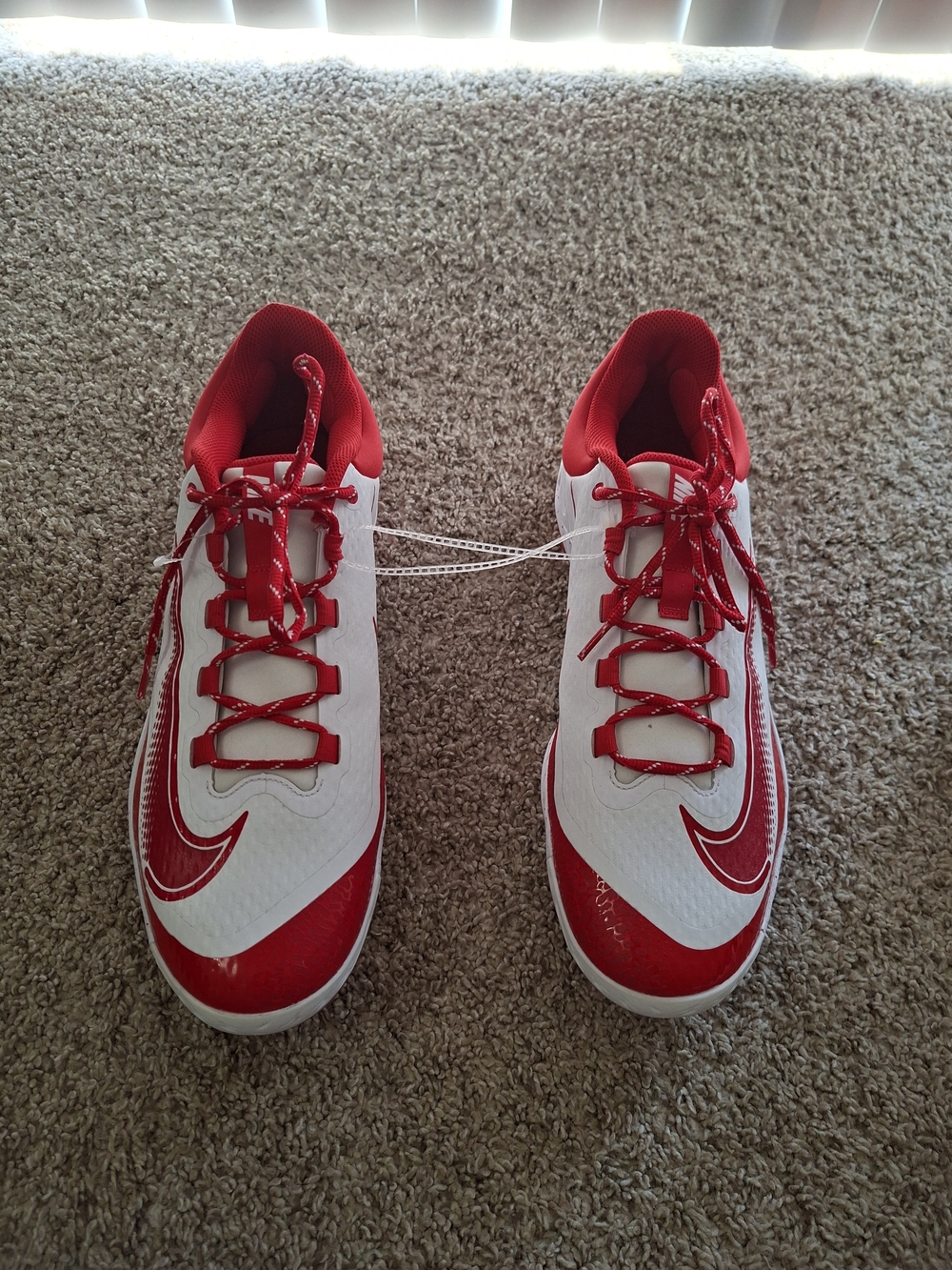 Nike Alpha Huarache Elite 4 Low Baseball Cleats White Red Men`s Sz 14 FD2745-109